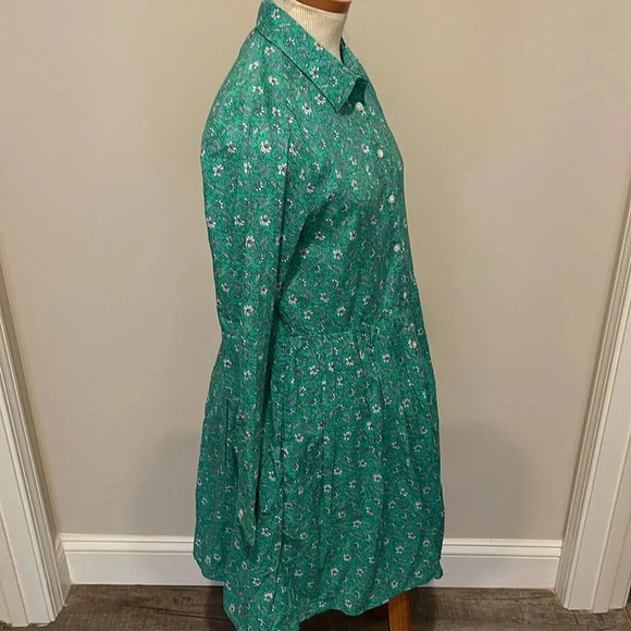 NWT!! J. Crew - Printed Cotton Mini Shirtdress - Green/White/Blue - Size 6 - Picture 7 of 10
